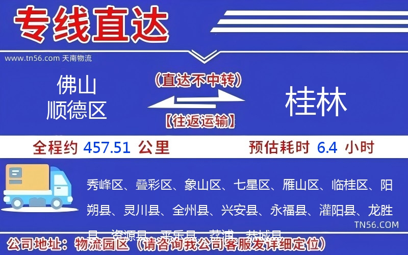 佛山顺德区到桂林物流公司
