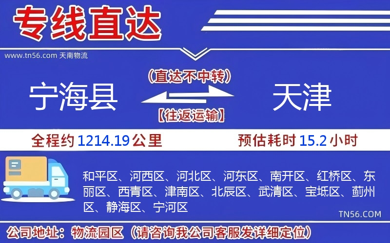 宁海县到天津物流公司