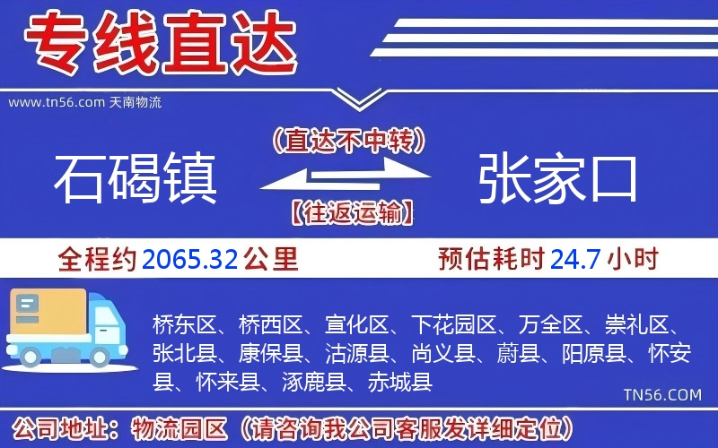 石碣镇到张家口物流公司 石碣镇到张家口物流公司