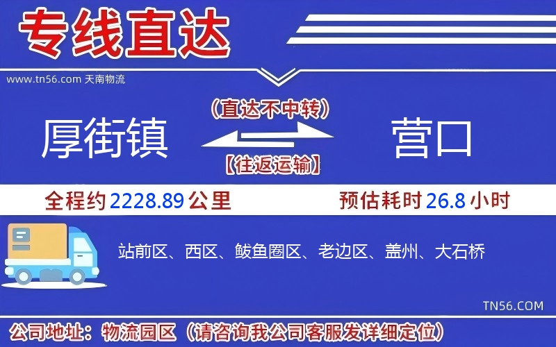 厚街镇到营口物流公司 厚街镇到营口物流公司