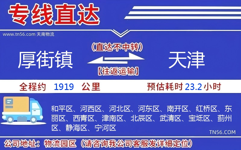 厚街镇到天津物流公司