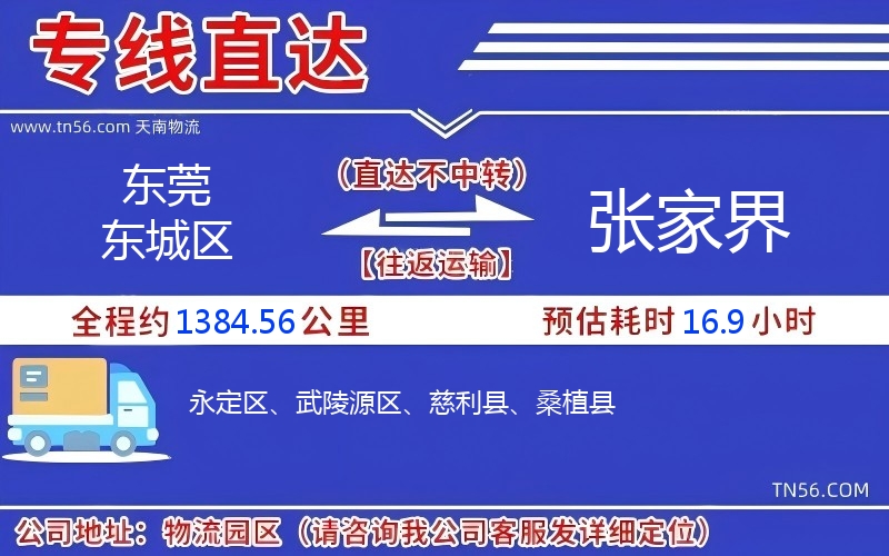东莞东城区到张家界物流公司