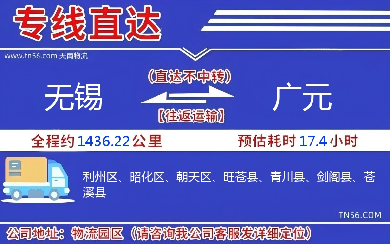 无锡到广元物流公司